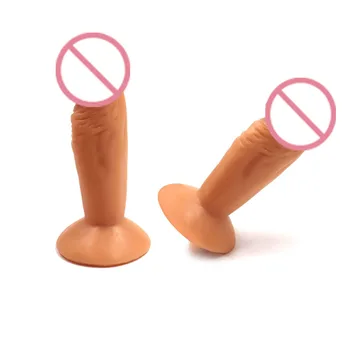 Sex shop Vroče Ženske Masturbator Umetno Dildos realne Prilagodljiv Penis s Sesalno Cup15*3 CM, Medicinski PVC, Sex igrače za ženske
