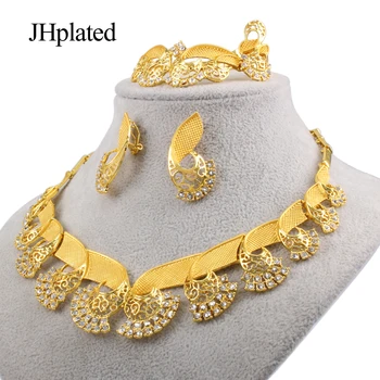 Luksuzni Afriške 24K zlata barva nakit sklopov ogrlico, Obesek, uhani, zapestnica poročni prstani poročni žena, darila za ženske, Nastavite