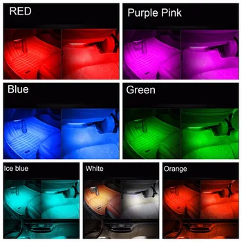 4x Avto RGB LED Trak Svetlobe, Več Barv Avto Notranje Dekorativne za Vzdušje Svetilke Z Daljinskim upravljalnikom