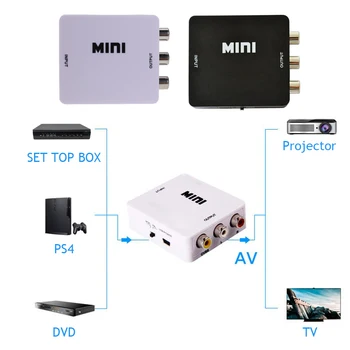 1080P AV Pretvornik HDMI-združljiv z RCA AV/CVSB L/R grafična kartica HD Video Kompozitni Pretvornik Box Mini 2AV Podpira NTSC PAL
