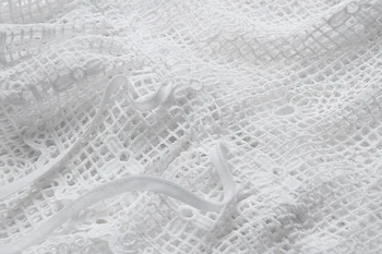 2019 Novo Prispeli Visoke Kakovosti Luksuzne Bele Čipke Obleko Ženske Iz Votlih Dolgo Flare Rokav O-vratu Stranka Obleko Vestidos DS104