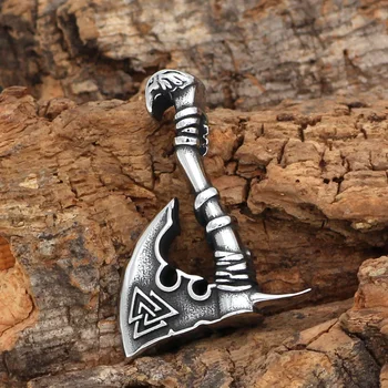 Moški iz Nerjavečega jekla Viking Valknut Amulet Sekira, Ogrlico, Obesek