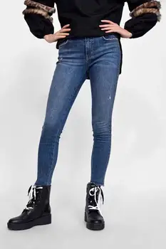 Suho anglija slog high street denim jeans ženska visok pas, jeans Nastavite z diamanti črtasto skinnyripped jeans za ženske