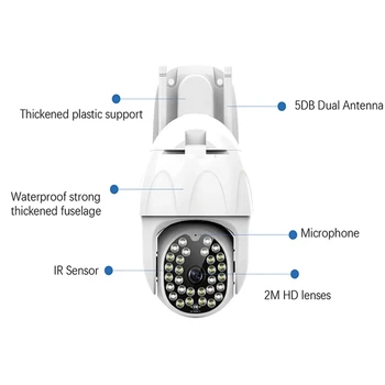 Smartrol HD 1080P PTZ Wifi IP Kamera Zunanja Nepremočljiva 2MP, 4X Digitalni Zoom Avdio Speed Dome CCTV Kamera Brezžična Varnost