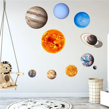 Svetlobni Planet 3D Stenske Nalepke Solarni Sistem Zemlja, Sonce, Luna Nalepke za Otroke Spalnica Dekoracijo Doma Zunanji Prostor Steno Sijaj