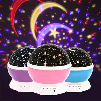 Ustvarjalne LED Nebo Projektorjem Star Luna Ponoči Luči Vrtenje Nočna Lučka za Otroke, Otroci, Otroška Soba Dekor Vrtec Božično Darilo