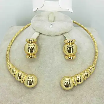 Dubaj zlata ogrlica, uhani zbiranje moda Nigerija poroko Afriški biser nakit zbirka italijanskih žensk nakit set