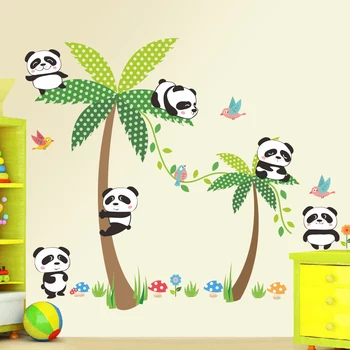Ustvarjalne nalepke srčkan panda pes družino stenske nalepke otroci soba doma dekor medvedek otroci soba nalepko baby vrtec soba Dekor