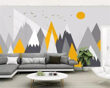 Beibehang ozadja za dnevno sobo, Moderno geometrijsko abstraktne krajine ptica zidana tv ozadju stene papel tapiz 3d ozadje