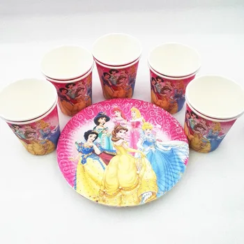 20P/set Ariel/Snow White/Belle/Pepelka/Jasmine/Aurora Princesa Ploščo Pokal Rojstni dan Dobave Dekoracijo