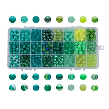 1Box Mešani Slog Steklene Kroglice Okroglo 8 mm Gradient Barvne Kroglice za Nakit, Izdelava DIY 18/24 Barve Roza Preberite Modro, Zeleno, Vijolično Obarvane