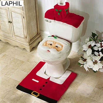 LAPHIL 3pcs Santa Claus Preprogo Sedeža Kritje Kopalnica Nastavite 2019 Božični Okraski za Dom Natalne Navidad Xmas Party Supplies