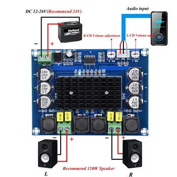 Lusya TPA3116D2 dvokanalni Digitalni Stereo Audio Ojačevalnik Odbor HiFi Moč 120w*2 DC 24V IS-M543 C3-002