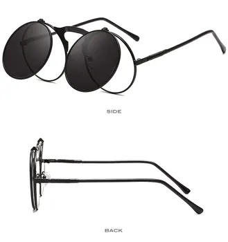 Krog Steampunk sončna Očala Moški Ženske Modna sončna Očala blagovne Znamke Oblikovalec Retro Kovinski Okvir Dvojni Objektiv Letnik Očala UV400