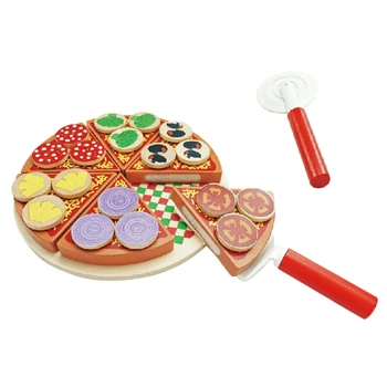 Baby Razvojne Lesena Pizza Kuhinja Hrane Igrajo Otroci Vlogo Igrajo Dejavnosti Kognitivne Igrača