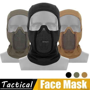 Taktično Balaclava Očesa Masko Airsoft Paintball Poln Obraz Varstvo Ninja Slog Kapuco Jeklena Maska Zložljivi Design