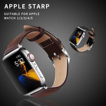 Rjavo Usnje Pasu Za Apple Watch 4 3 2 1 Pašček 38 mm 40 mm Poslovanje, Moški Gledajo Zanke za iWatch Serije 6 SE 5 44 42mm Zapestnica