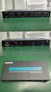 4K 60Hz Matrika 4x2 Stikalo za Ločevanje 4 V 2 od 1080P 3D HDR LOKA SPDIF Audio Extractor HDMI je združljiv Video Pretvornik PC Za 2 TV