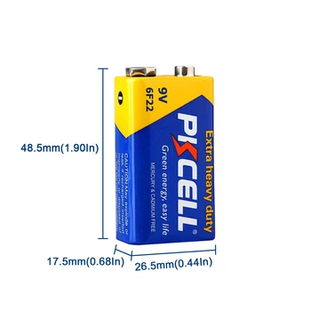 PKCELL 10Pcs 9V 6F22 Baterije Super Težka Baterije Suhi Batteria ForInfrared Elektronski termometer brezžični mikrofoni