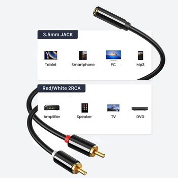 Cabletime 3.5 mm Jack Ženski 2RCA Moški Kabel za Aux Kabel Stereo Audio (Stereo zvok Splitter Adapter Za VCD Zvoka Sistema za Domači Kino C213