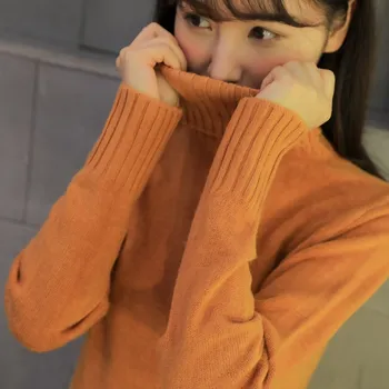 2020 Jeseni in Pozimi Nov ženski Pleteni Pulover puloverju visoko vratu long sleeve solid color slim odsek kratek