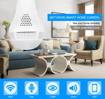 EVKVO 360-Stopinjski LED Luči 1080P Brezžični Panoramski Home Security Varnost WiFi CCTV Fisheye Žarnica Svetilka IP Kamero Dva Načina Avdio