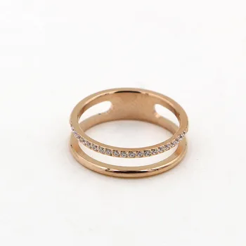 Nova moda votlih dvojno plast 21 ročno vdelan crystal ring, prekrita rose gold moški in ženske zaročni prstan