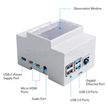 ABS Električno Polje Plastično Ohišje za Raspberry Pi 4B / 3, z Toplotni Odvodi izvijača za Raspberry Pi 4 / 3 B + / 3 B