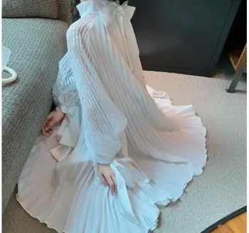 2020 Moda Ohlapno Nagubano Bele Obleke, Ženske Plus Velikost Ženske Bele Obleke Ženska Svoboden Elegantna Srčkan Naguban Belo Obleko