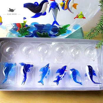 6pcs NOVO po Meri ročno modra plavajoče stekla Mehurček ribe miniaturne Figurice akvarij dekoracijo čare obesek sea horse kipi