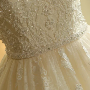 SL-023 Očarljivo Ljubica Aplicirano Čipke Letnik Biseri Biseri Pasu Poročne Obleke Poročne obleke vestido de novia princesa