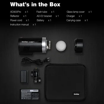 Najnovejši Godox AD300Pro Zunanja Bliskavica 300Ws TTL 2.4 G 1/8000 HSS z Baterija za Sony, Canon, Nikon Fuji in Olympus Pentax Fotoaparat