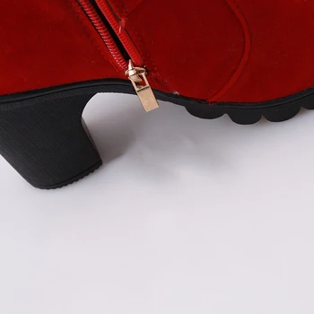 2021 Nove Jesensko Zimske ženskih Čevljev, Škornji Plišastih Ženske Ženske Čevlje Super High Kvadratnih Pete Visoke Kakovosti Gumijasti Škornji