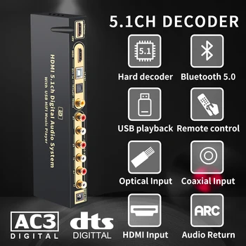 HD820B 5.1 CH Audio Converter Dekoder Bluethooth 5.0 DAC HDMI ARC SPDIF Koaksialni na RCA DTSHD AC3 FLAC APE 4K*2K 192khz