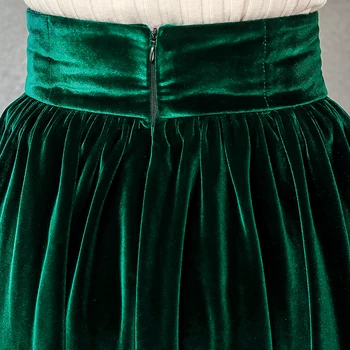 Nerazzurri naguban žametno krilo ženske zeleno-črna gotike elegantno dolgo toplo visoko pasu midi krilo plus velikost 4xl 5xl 6xl 7xl