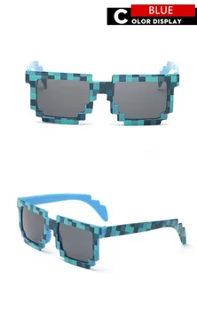 OculOsoak Letnik Kvadratnih Novost Mozaik Sončna Očala Unisex Pixel Trendovska Sončna Očala Očala Z Ohišjem, Ki Je Otrok Dar,
