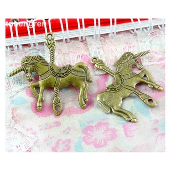20pcs Antično Bronasto Antique Silver Plated Veliko Samorog, Trojanski Konj, Priključek za Povezavo čarobne gumbe Za DIY Ročno izdelan Nakit