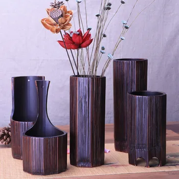 Poroka dekoracija vaze bambusa Cvetlični lončki stoji za steno dnevne sobe Doma dekor visi vaza letnik posodo darilo