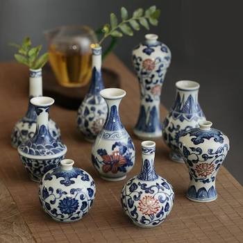 Mala Vaza Za Cvetje Doma Dekor Kitajski Modri In Beli Porcelan Keramične Vaze Doma Dekoracijo Terarija Decoracion Hogar