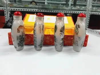 Brezplačna dostava Ročno poslikano steklo snuff steklenico, notranje tiger vzorec