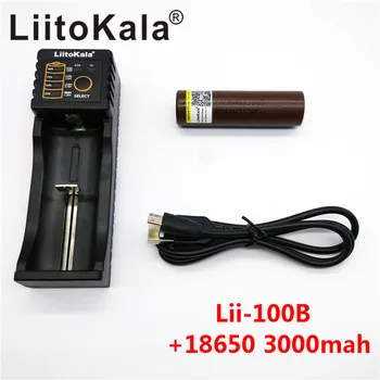 LiitoKala HG2 nova originalna litij-18650 baterijo 3,7 V: 3000 mAh Polnilne baterije 30A+Lii-100B 18650 polnilnik