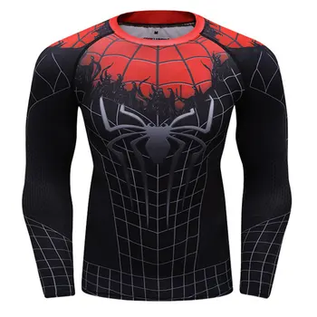 Compression Majica Batman VS Superman 3D Natisnjeni T-majice Moške Raglan Dolg Rokav Cosplay Kostum Prileganje Oblačila za Fitnes Vrhovi Moški