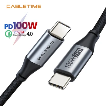 CABLETIME USB C do USB Tip-C Kabel 100W za Huawei Mate 30 PD QC 4.0 Hitro Polnjenje Kabel za Macbook Samsung S10 Plus N315