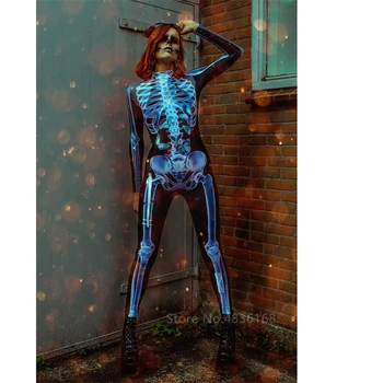 Sablastan Fancy Jumpsuit Okostje Unisex Halloween Kostumi za Ženske Lobanje Cosplay Moške Gotike Strašno Vampir Hudič Pustni Party