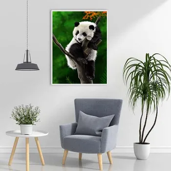 Panda DIY 5D Diamond Slikarstvo Navzkrižno Šiv Cartoon Živali Diamond Vezenje Celoten Krog Vaja Okrasnih Mozaik Doma Dekor
