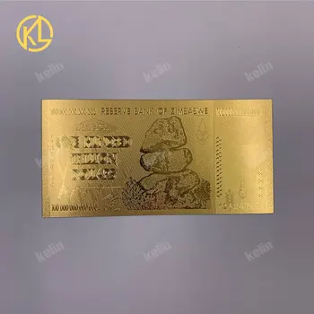 10PCS/veliko Zimbabve 100 Bilijonov Zlato Dolarjev Čistega Zlata 999999 Denar, Valuta Bill Zbirka