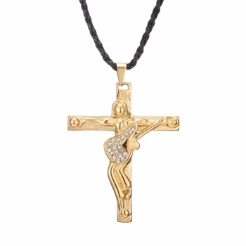 Johnny Hallyday kitara križ obesek ogrlica moški ženske choker nakit iz nerjavečega jekla čare verige ogrlica Krščanski Križ