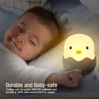 Acecorner Otroška Nočna Lučka Vrtec Silikonski Piščanec Jajce Touch Senzor LED Lučka za Otroka Otroci USB Charge Romantično Srčkan Živali