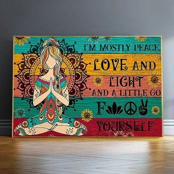 Jaz sem v Glavnem Mir, Ljubezen in Svetlobo Platno Slikarstvo Plakatov in Fotografij Joga Meditacija Wall Art Slik, Dnevna Soba Dekor