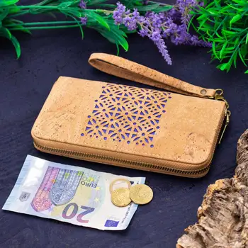 Naravna pluta denarnica ženska kartico zadrgo veganska lasersko rezanje z roko Votlih iz plute telefona, denarnice, VREČKE-622